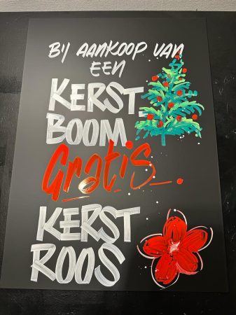 affiche kerstboom - roos
